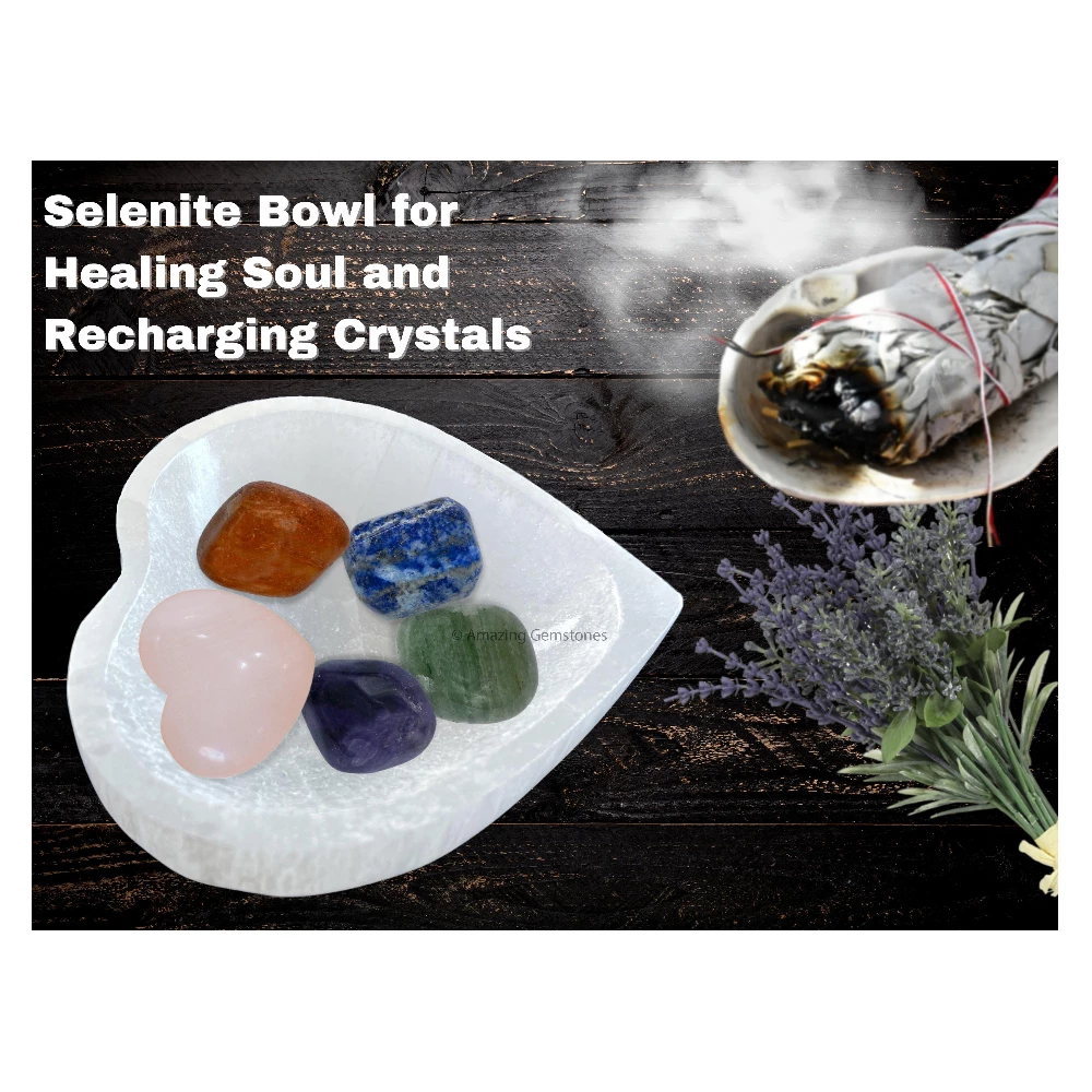 Selenite Charging Bowl for Crystals - Heart