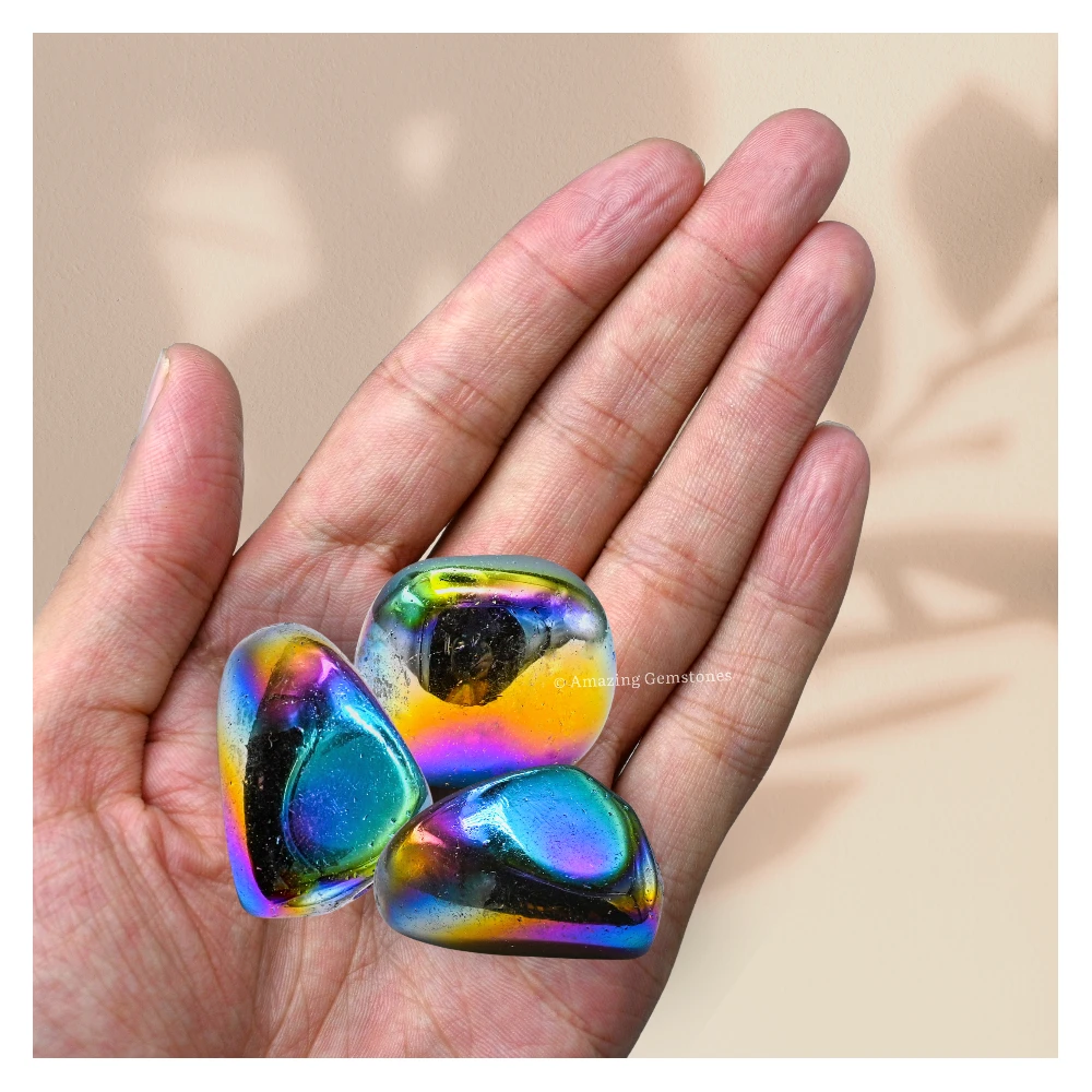Tumbled Titanium Aura Quartz Crystals (1 oz)