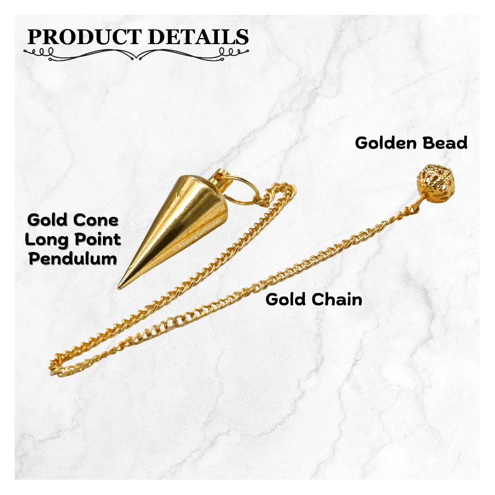 Copper Metal Pendulum - Gold Cone Long Point (MP72)