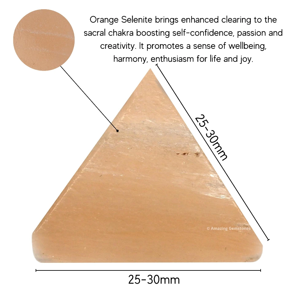 Orange Selenite Pyramid (1 Inch)