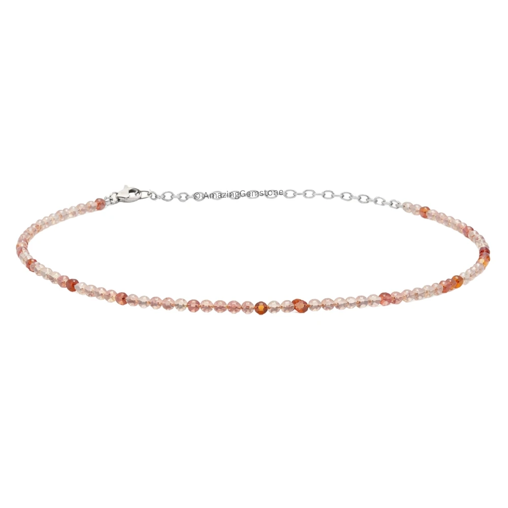 Rutilated Quartz Crystal Bracelet - 2mm Faceted Bead (Silver)
