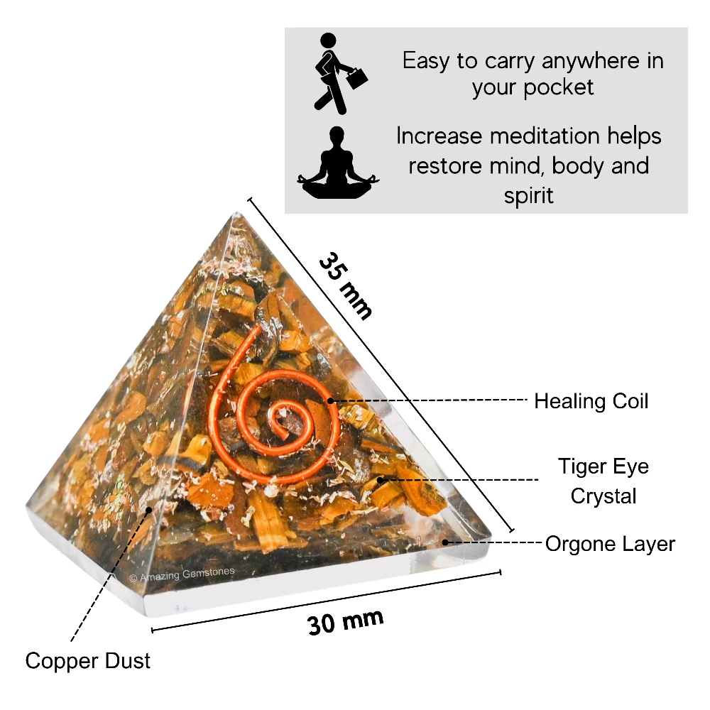 Tiger Eye Orgone Pyramid - Mini