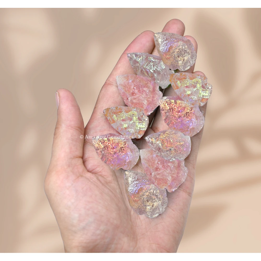 Angel Aura Rose Quartz Crystal Arrowhead - 1" to 1.5" (3 Pieces)