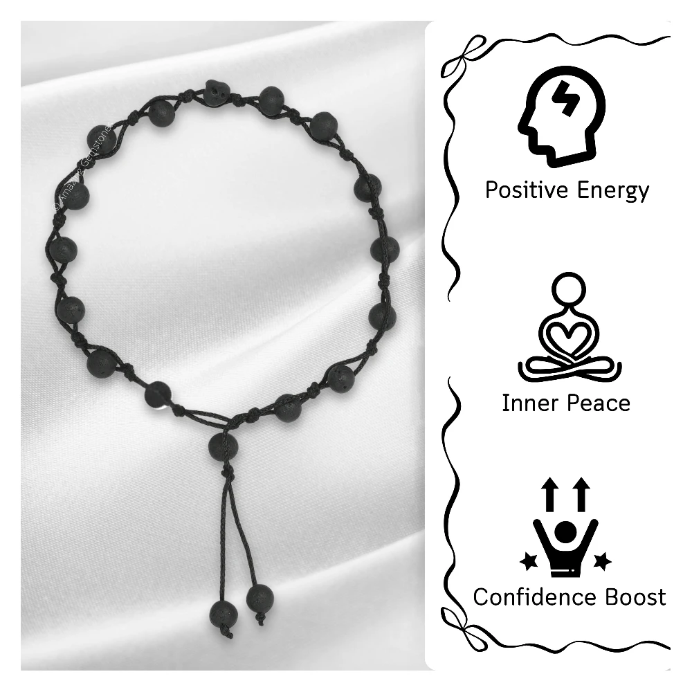 Lava Stone Anklet (Hand Knotted)