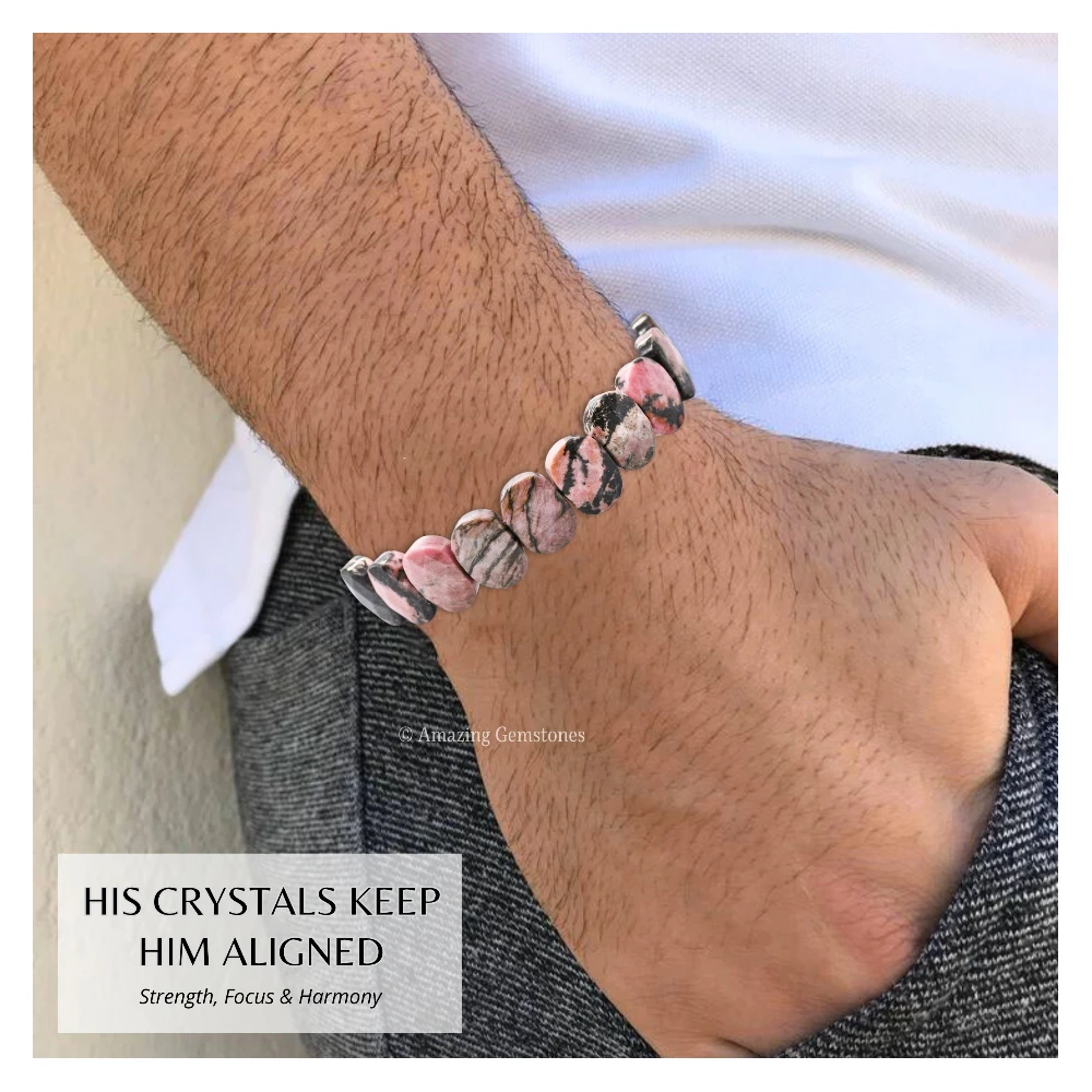 Rhodonite Faceted Bracelet - Oval Stone