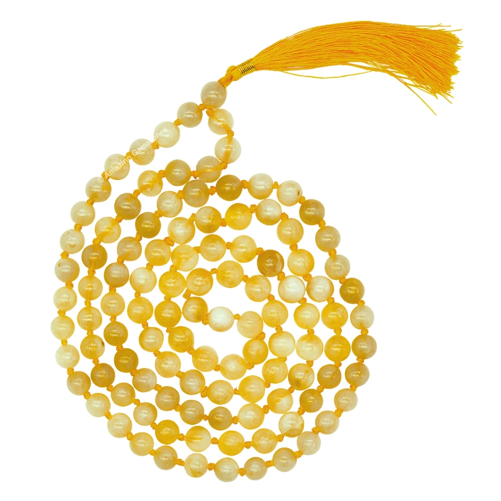 Golden Rutilated Quartz Mala (Hand Knotted)