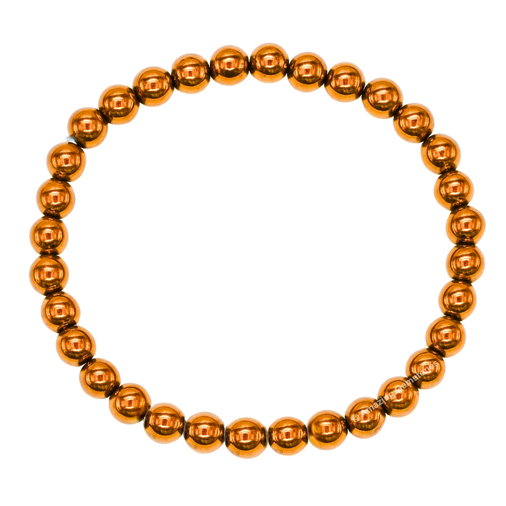 Copper Hematite Healing Crystal Bracelets - 6mm Beads