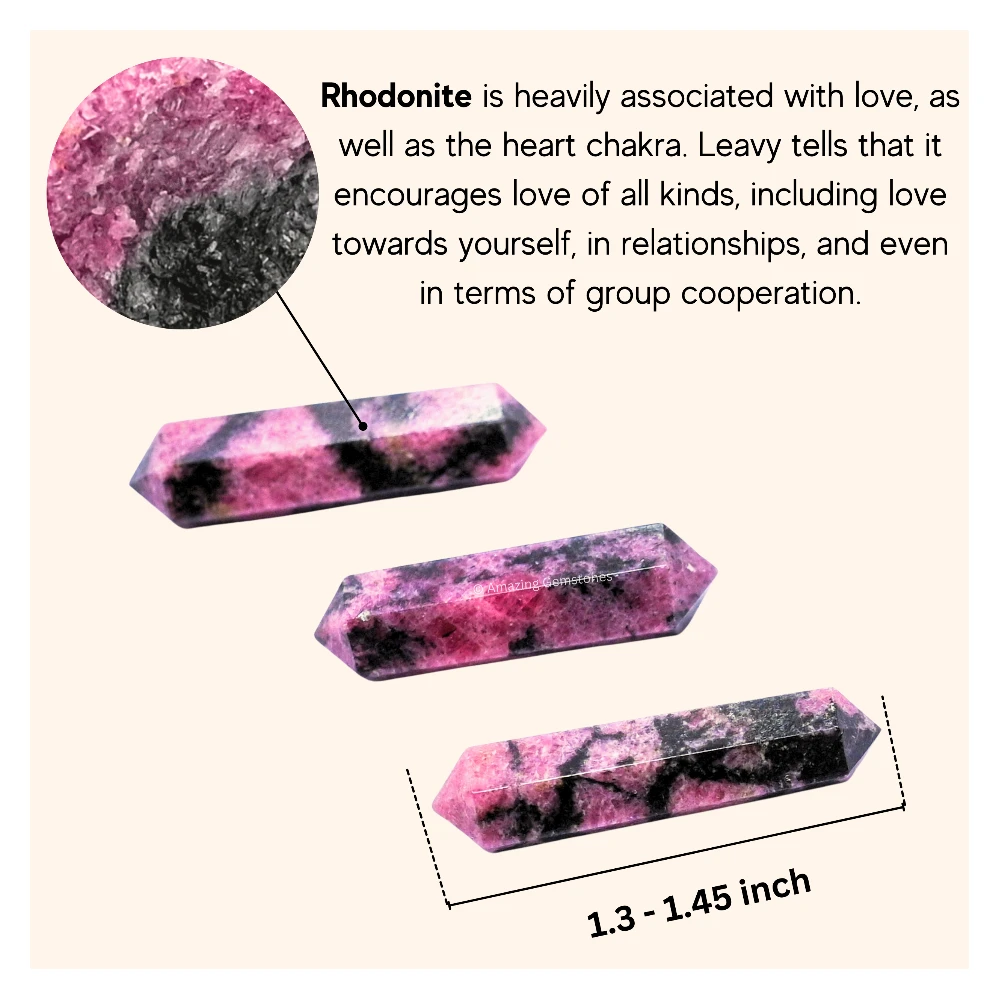 Rhodonite Pencil Points (Double Terminated) (Set of 3)