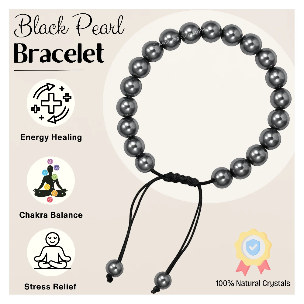 Black Pearl Bracelet (Adjustable)