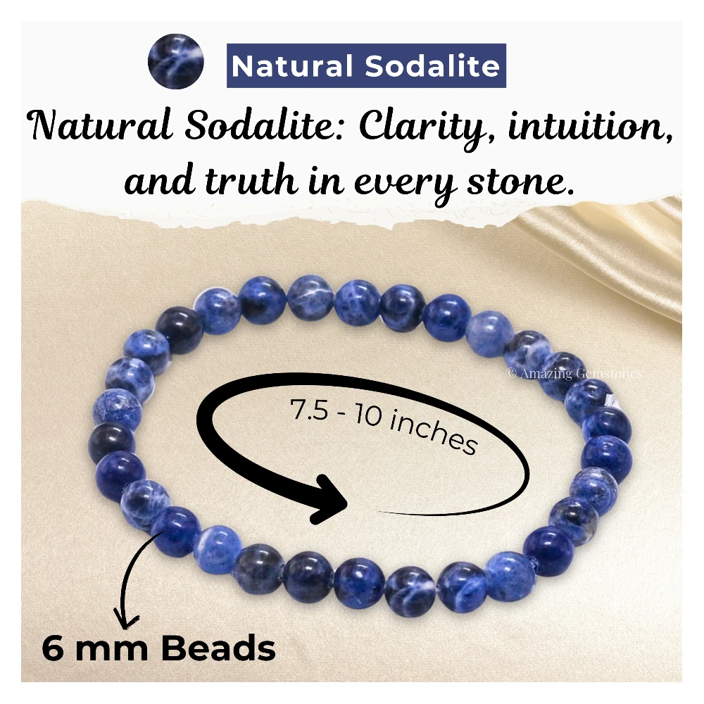 Sodalite Healing Crystal Bracelets - 6mm Beads