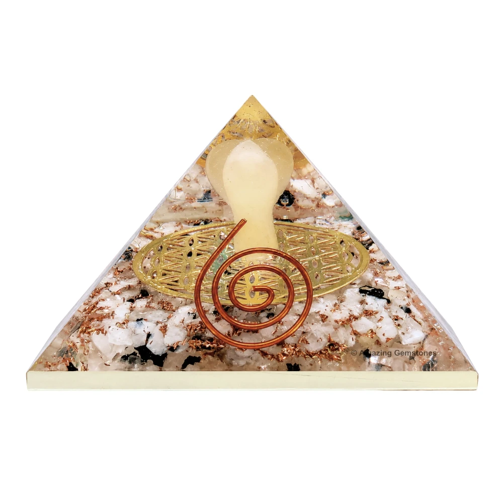 Rainbow Moonstone Orgone Pyramid - Angel Glow in Dark