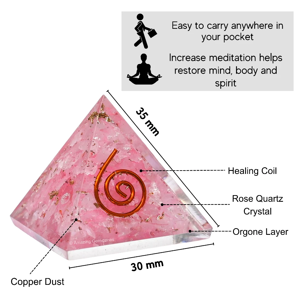 Rose Quartz Orgone Pyramid - Mini