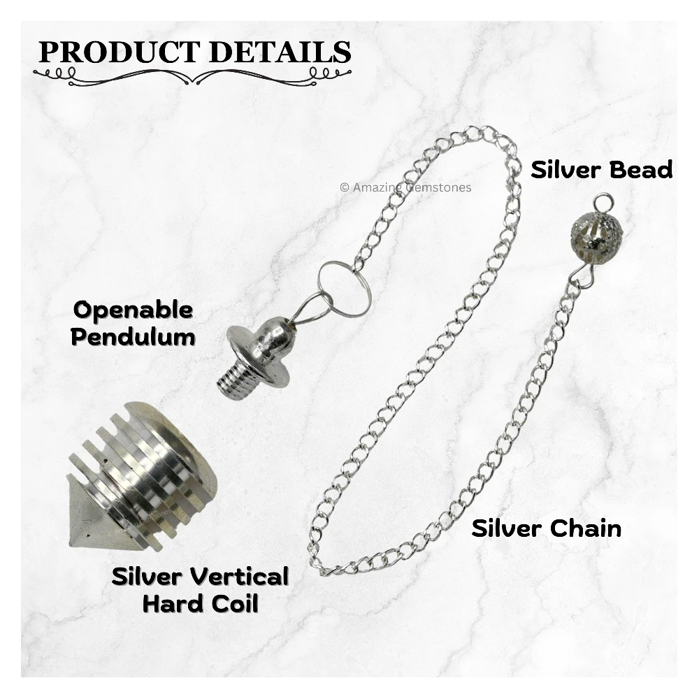 Copper Metal Pendulum - Silver Hard Coil Vertical (MP19)