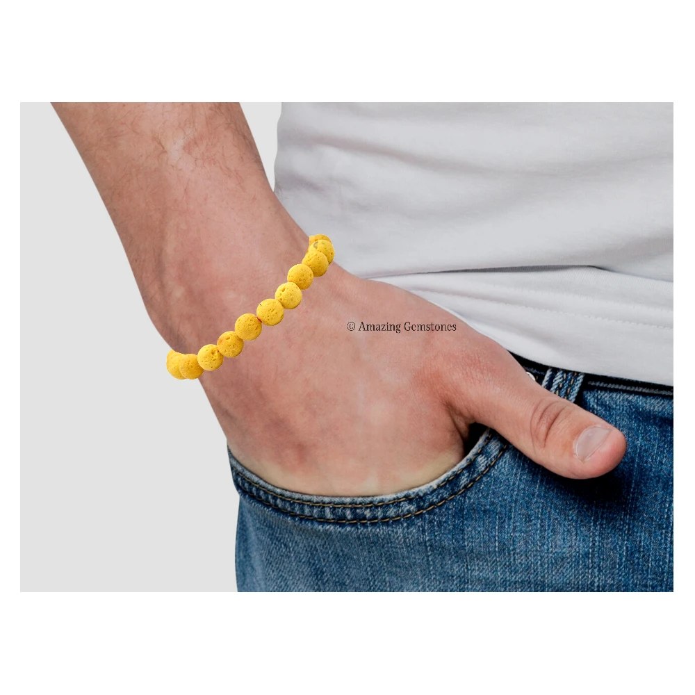 Yellow Lava Stone Bracelet (Adjustable)