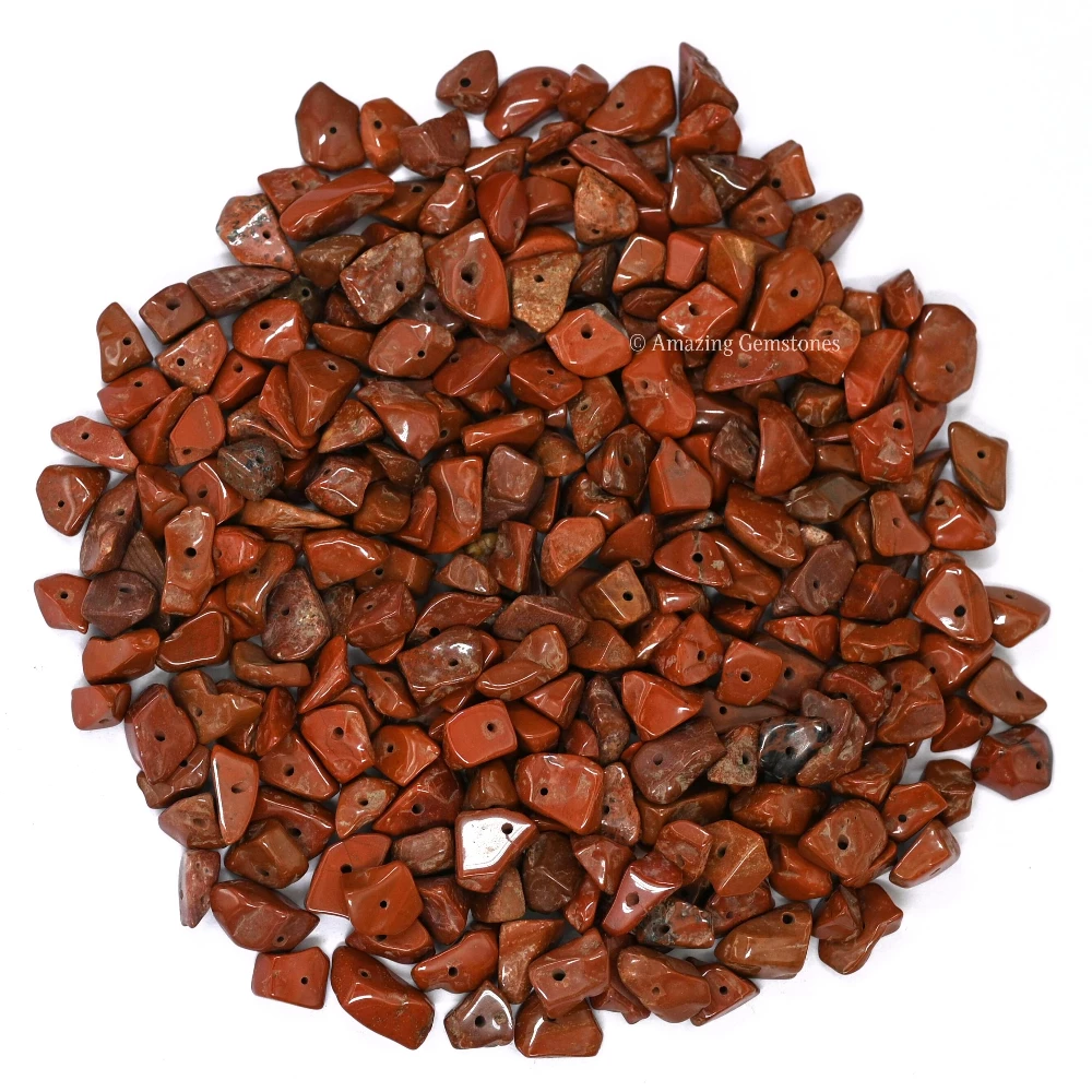 Red Jasper Chips - Pre Drilled