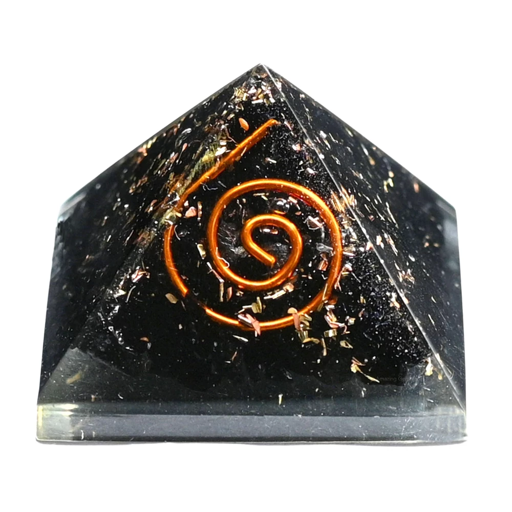 Black Tourmaline Orgone Pyramid - Mini