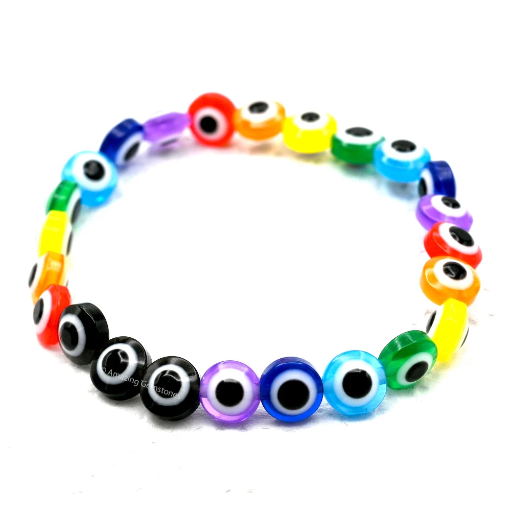 Multi Flat Round Evil Eye Bracelet