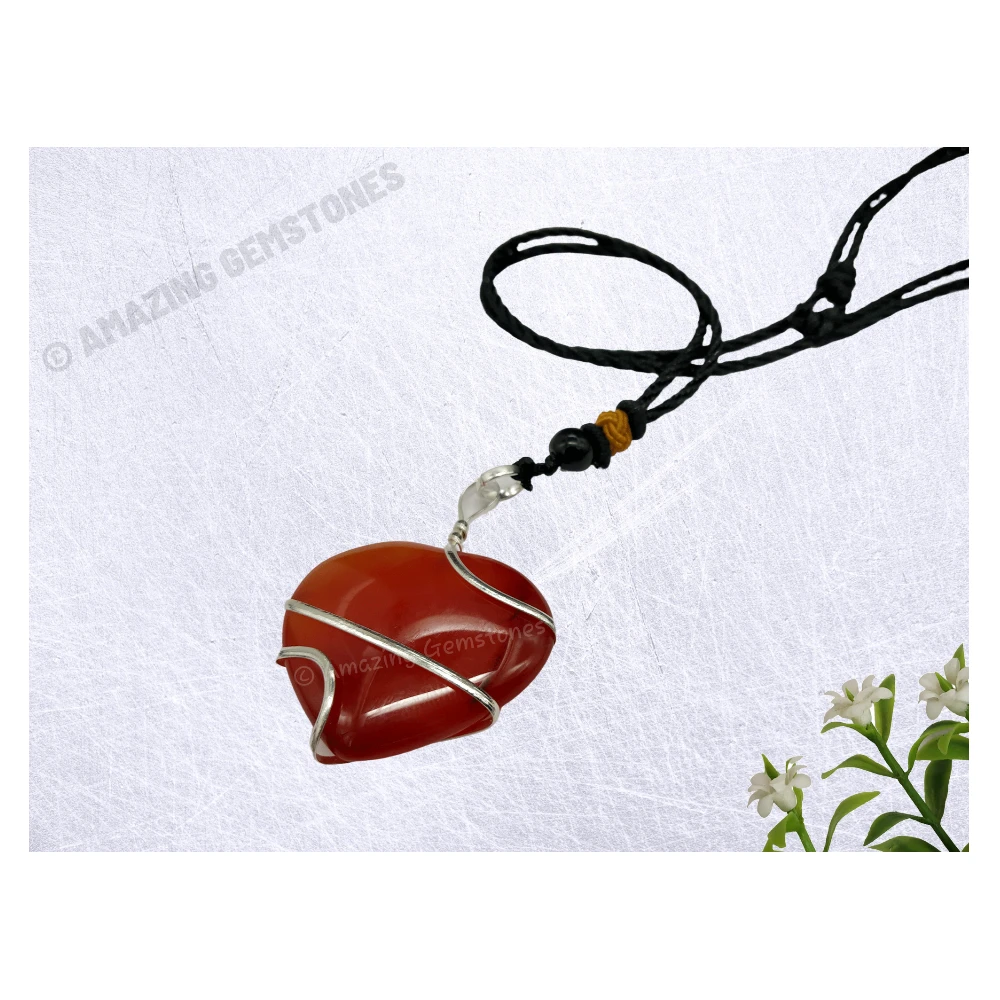 Carnelian Necklace - Spiral Heart (Silver)