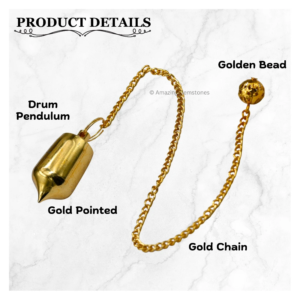 Copper Metal Pendulum - Gold Pointed Drum (MP93)