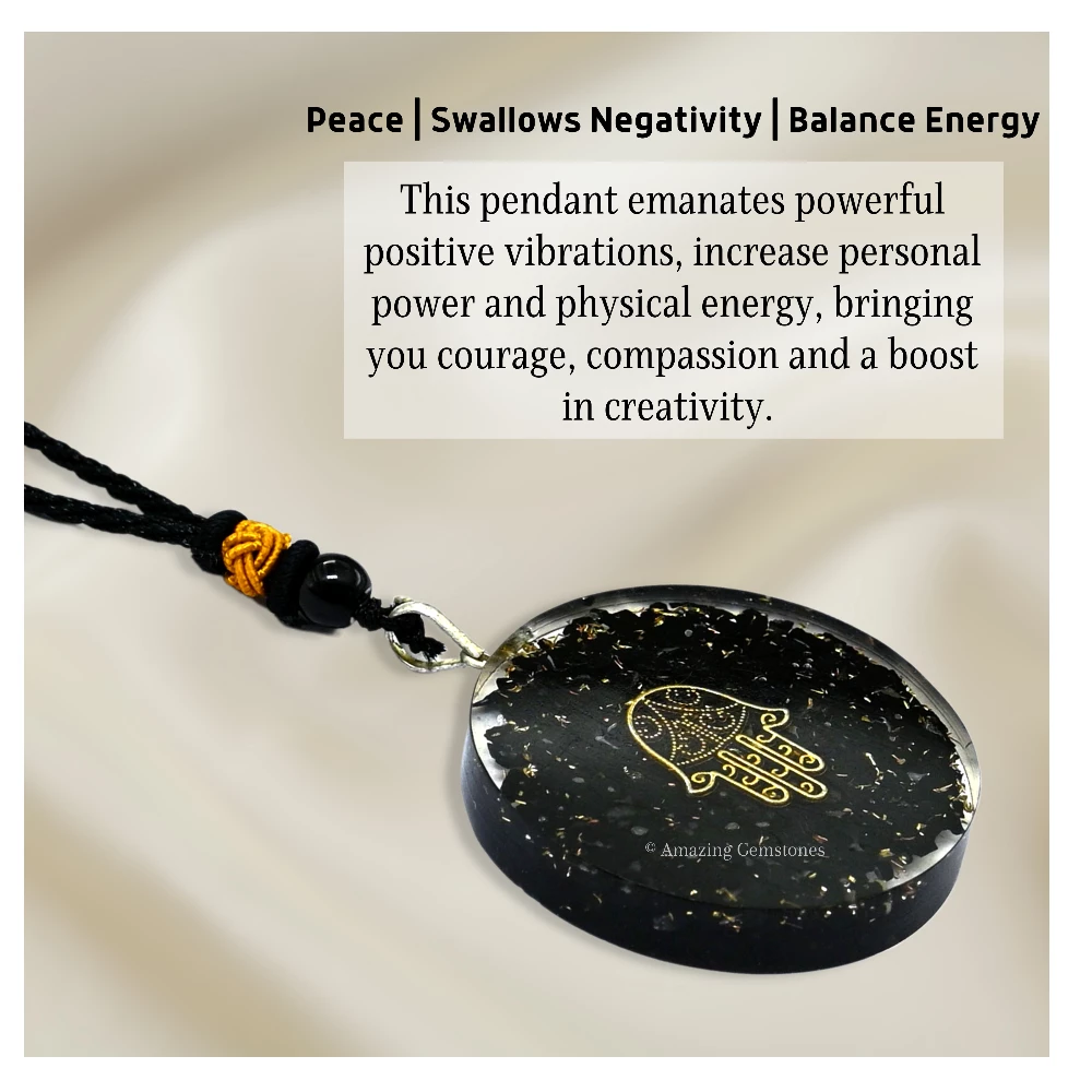 Shungite Necklace - Hamsa