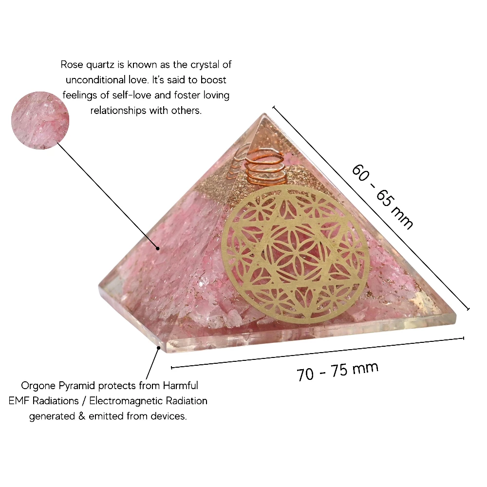 Rose Quartz Orgone Pyramid - Star of David