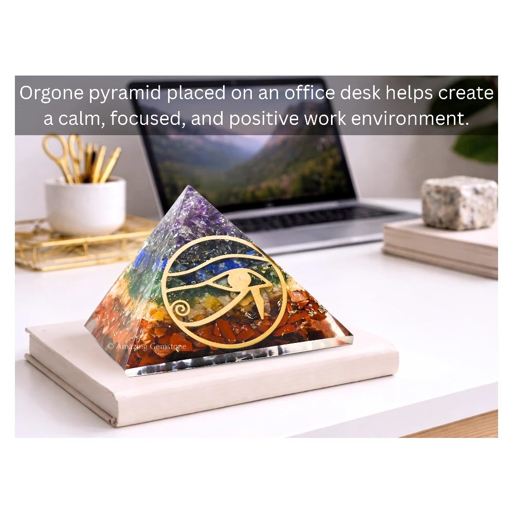 Natural Chakra Orgone Pyramid - Eye of Ra