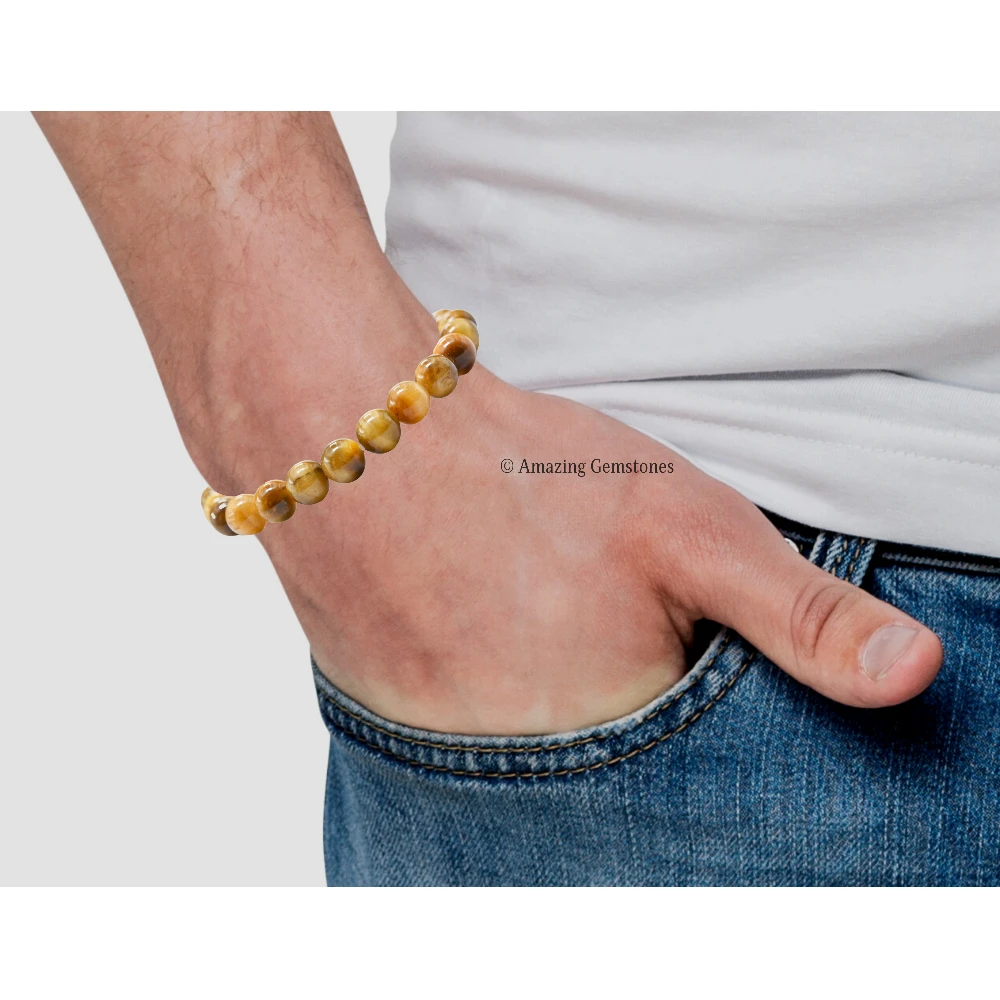 Yellow Cat's Eye Bracelet (Strechable)