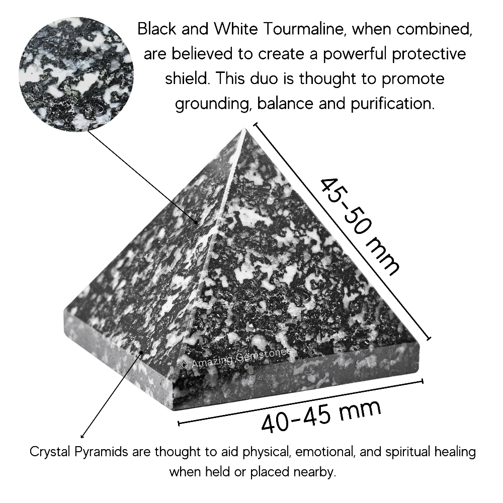 Black and White Tourmaline Pyramid (2 Inch)