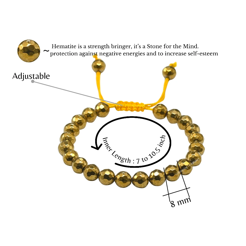 Golden Hematite Bracelet (Faceted-Adjustable)