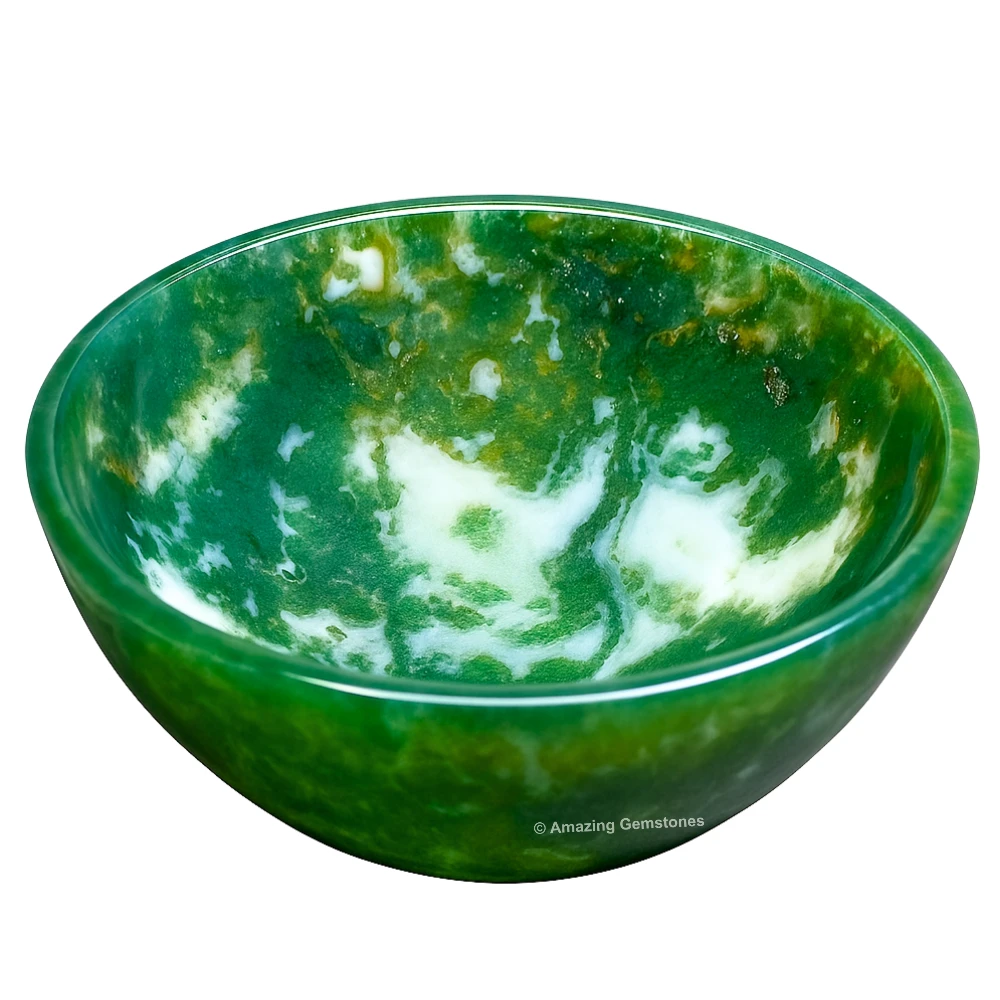 Moss Agate Crystal Bowl - 2 Inch