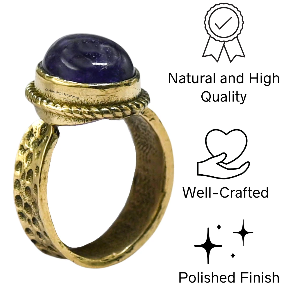 Amethyst Crystal Ring (Gold)