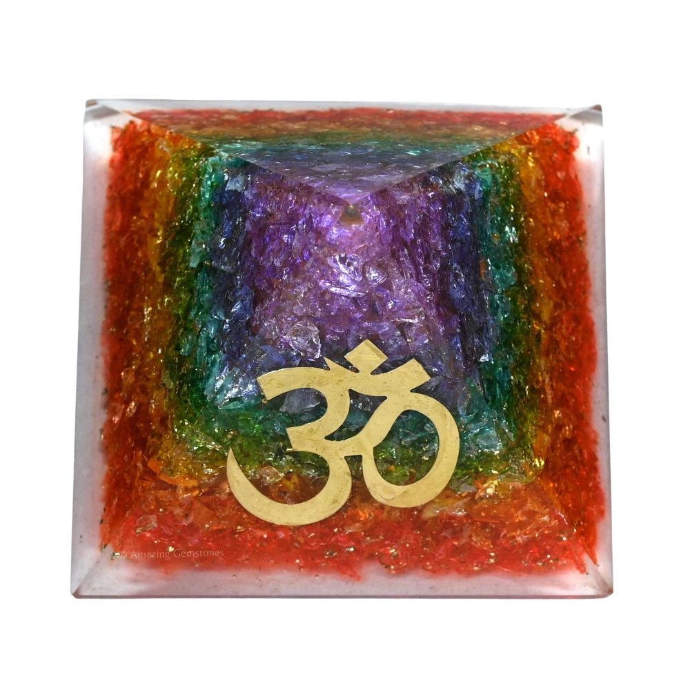 Chakra Onyx Orgone Pyramid - Big OM