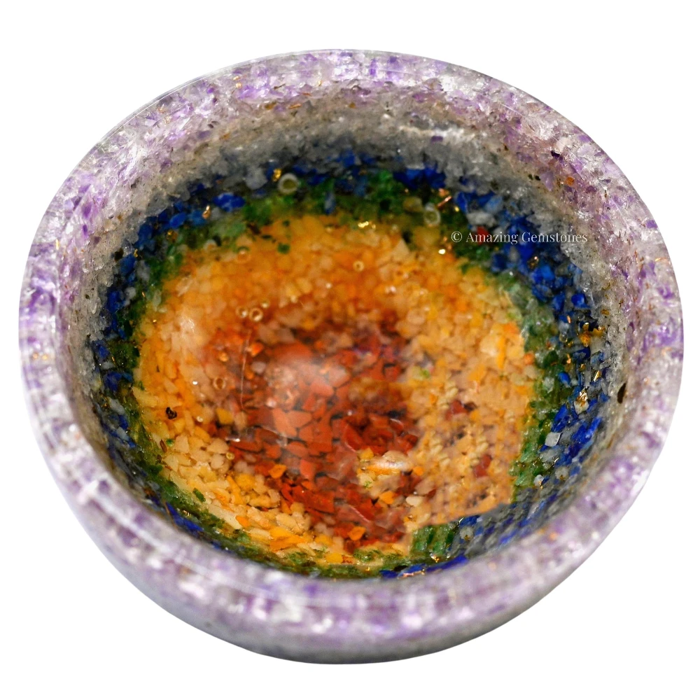 Chakra Layer Crystal Orgone Bowl (2 Inch)