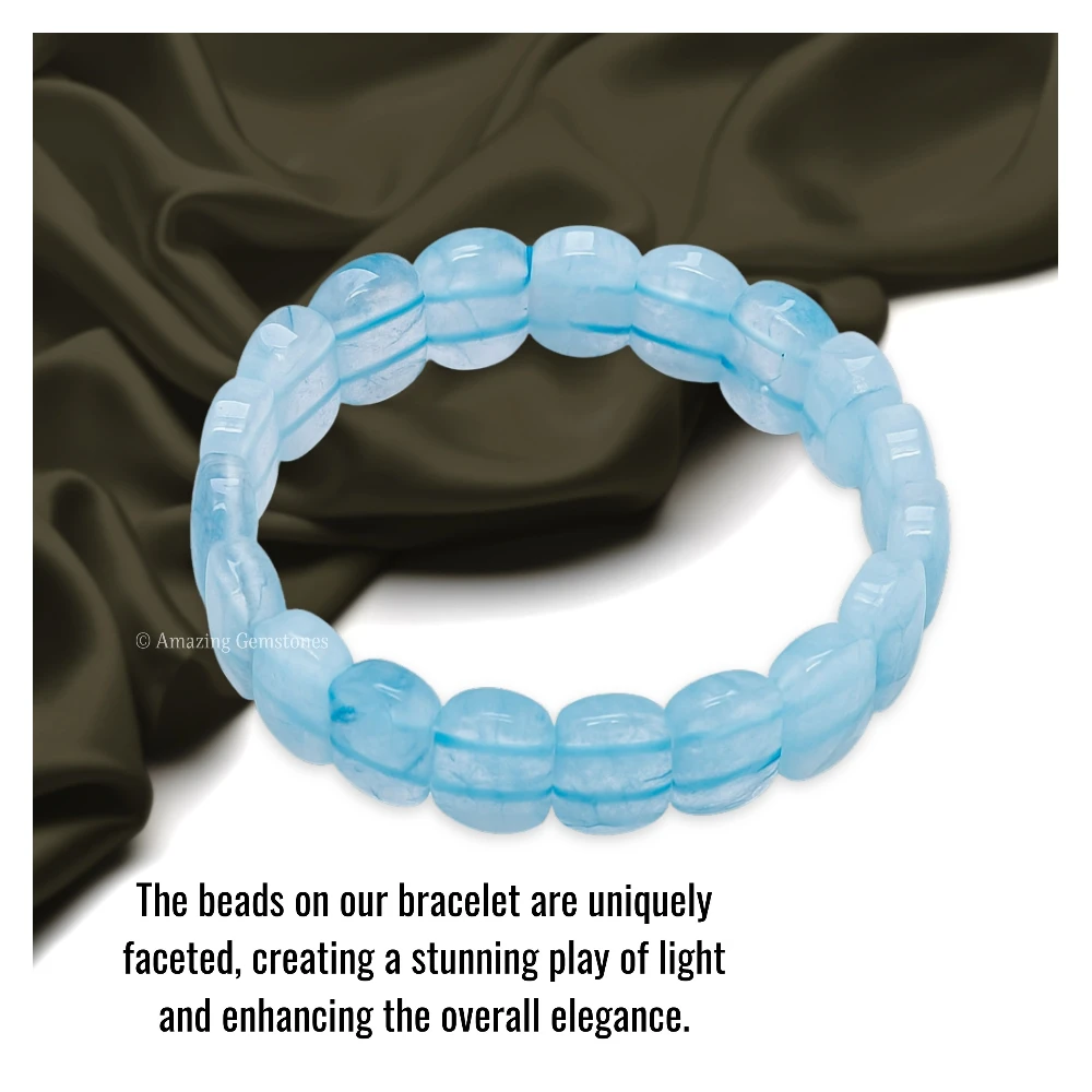 Aquamarine Onyx Faceted Bracelet - Oval Stone