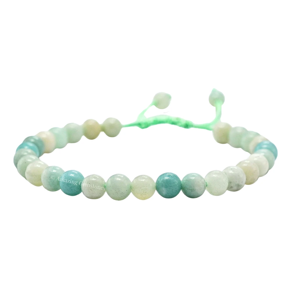 Amazonite Healing Crystal Bracelets - 6mm Beads (Adjustable)