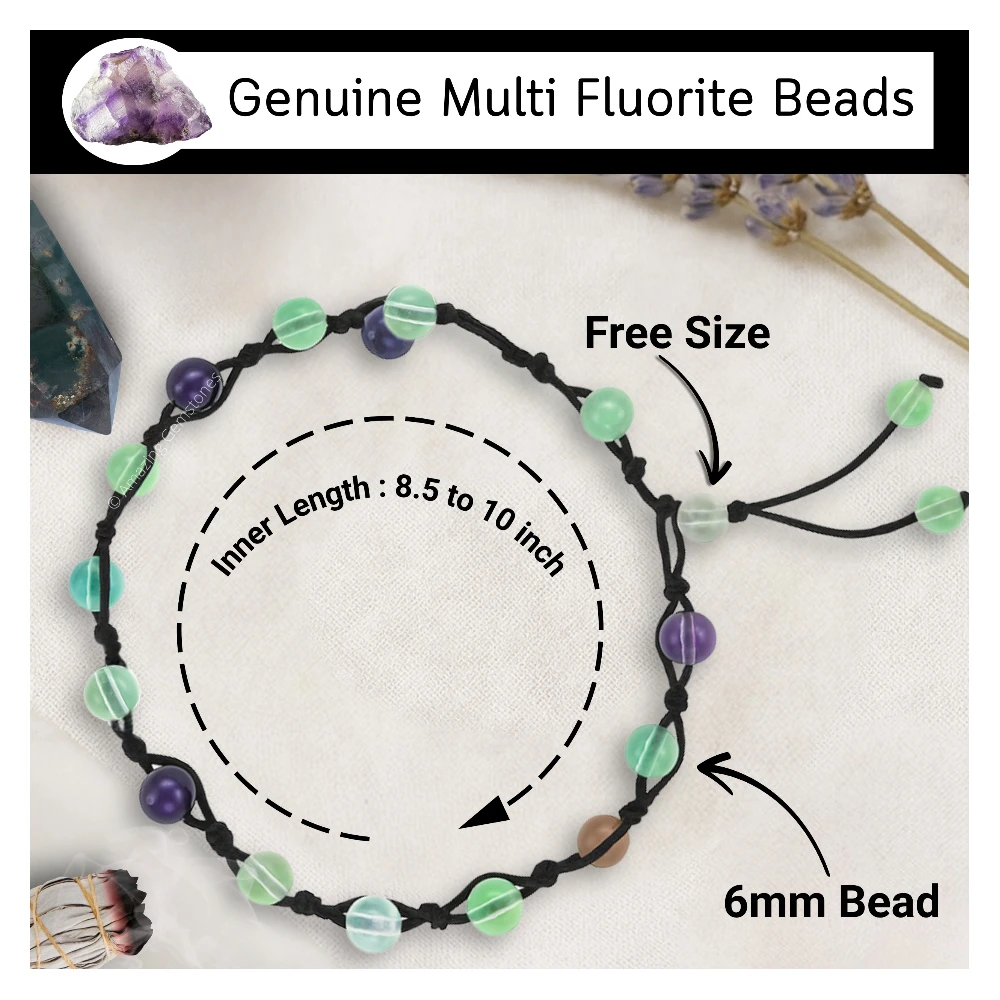 Multi Fluorite Anklet (Hand Knotted)