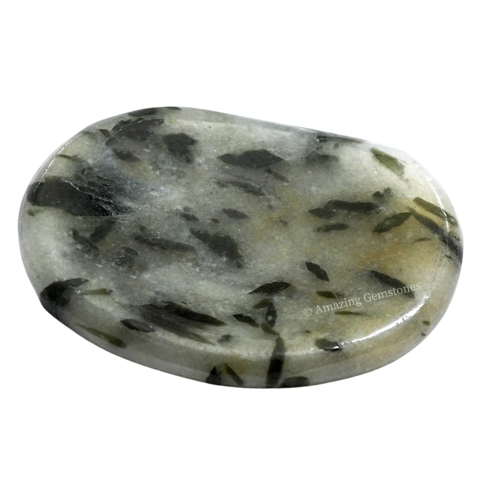 Green Tourmaline In Quartz Worry Stone