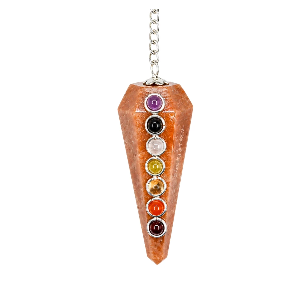 Peach Moonstone Chakra Crystal Pendulum