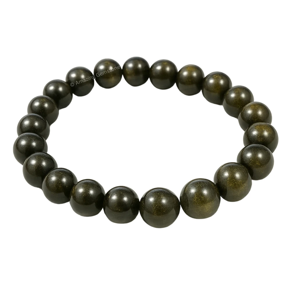 Gold Sheen Obsidian Bracelet (Stretchable)