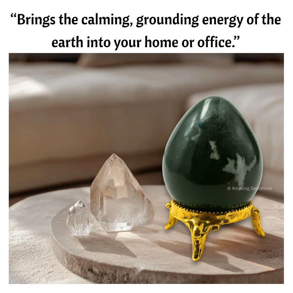 Moss Agate Crystal Egg Stone