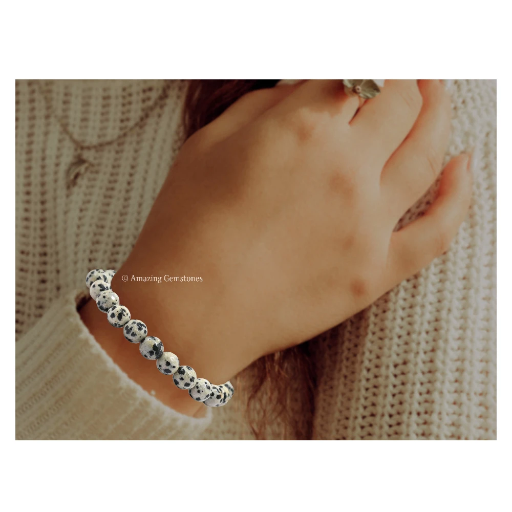 Dalmatian Jasper Bracelet (Faceted-Stretchable)