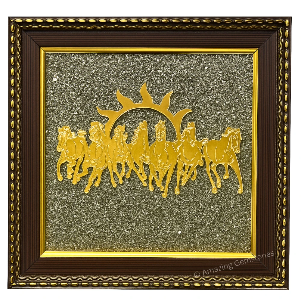 Authentic Pyrite Frame – Vastu Decor (7 Horses with Sun)