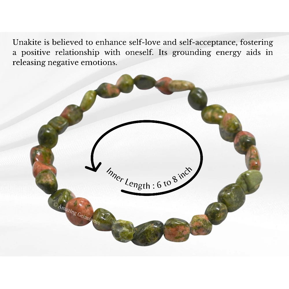 Unakite Tumbled Stone Bracelet (Stretchable)