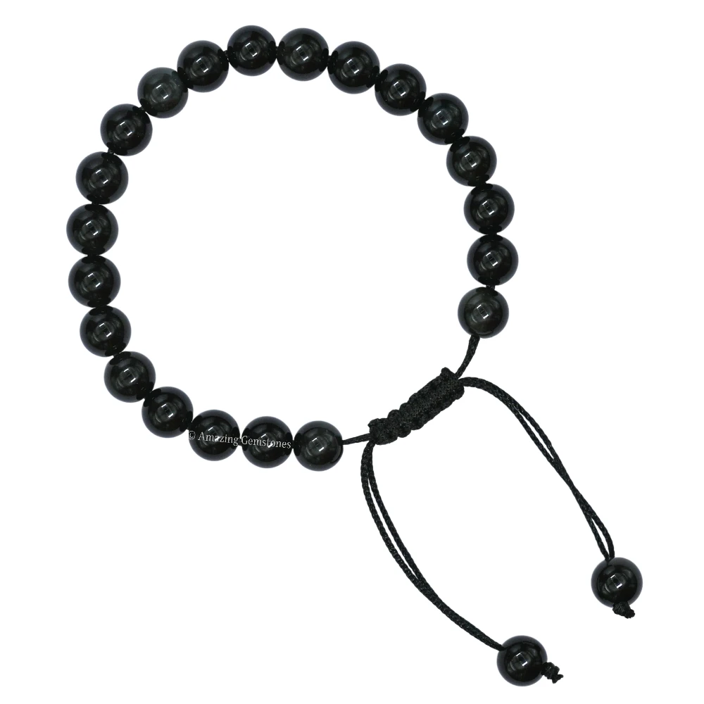 Silver Sheen Obsidian Bracelet (Adjustable)
