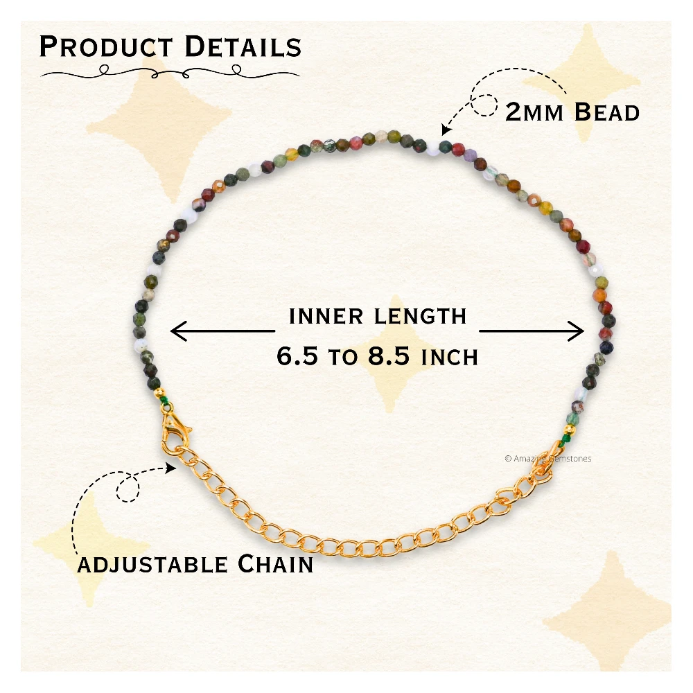 Mookaite Crystal Bracelet - 2mm Faceted Bead (Gold)