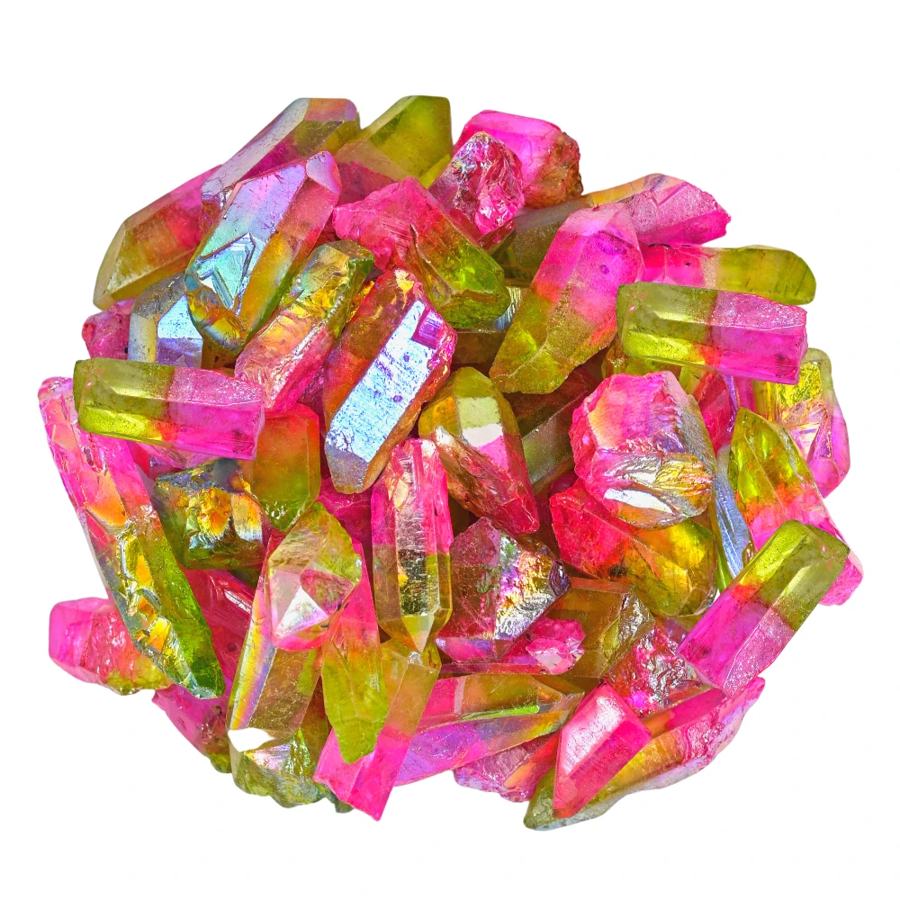 Rose Apple Aura Quartz Raw Crystal Points (5 Pieces)