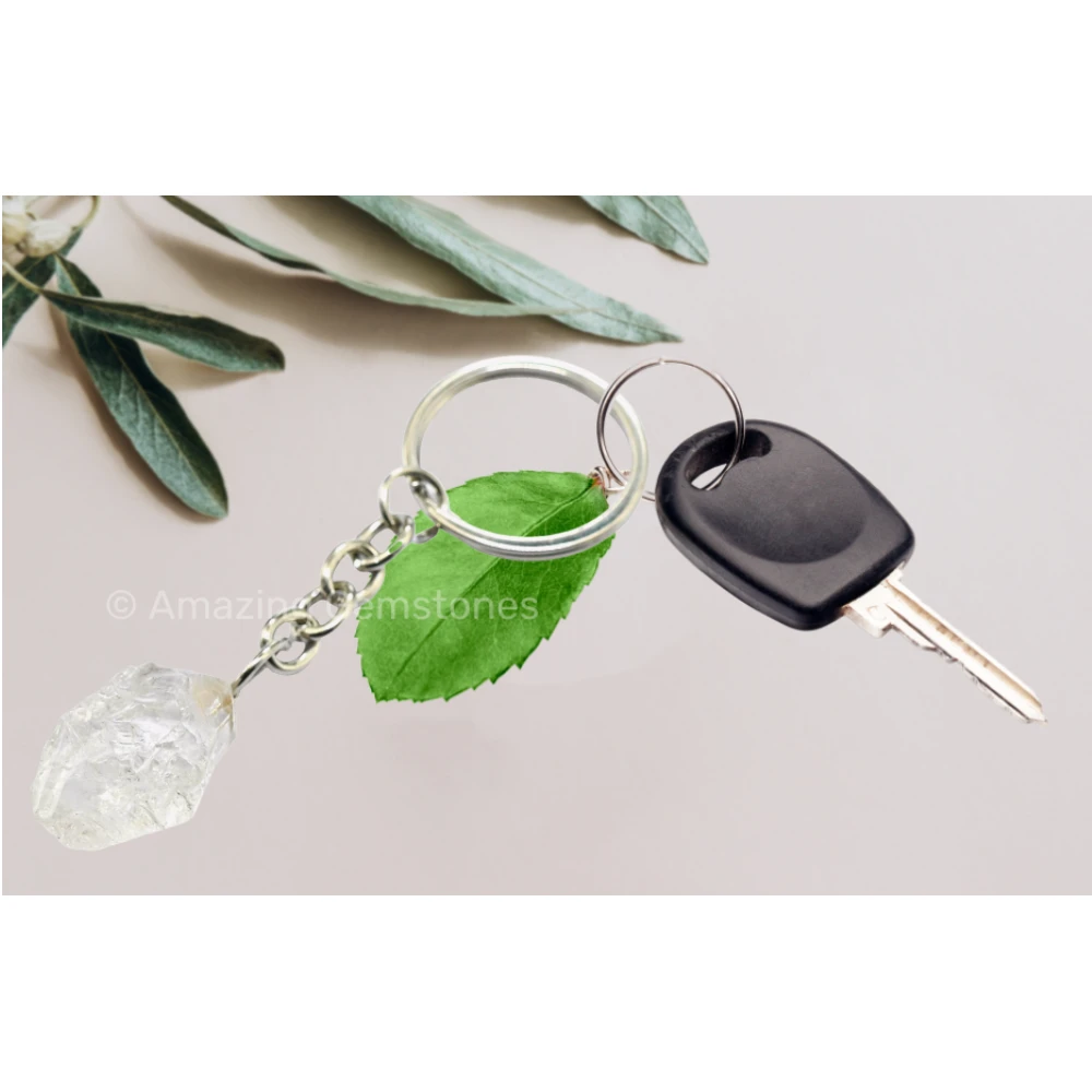 Clear Quartz Keychain Keys Holder (Premium Raw)