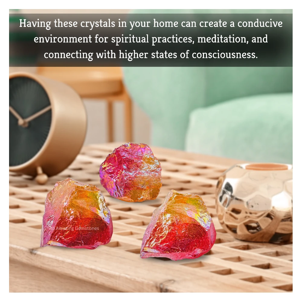 Tangerine-Ruby Aura Quartz Raw Crystals (5 Pieces)
