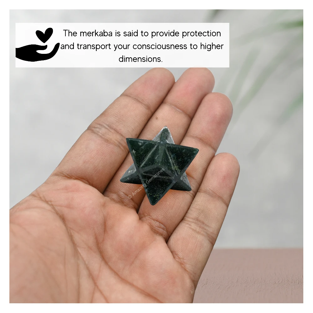Moss Agate Merkaba (20-25 mm)