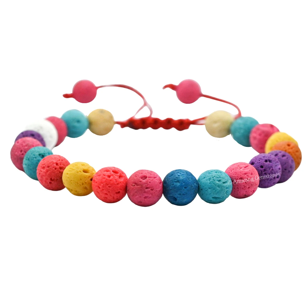 Multi Lava Stone Bracelet (Adjustable)